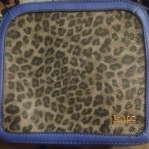 Kate landry cross body bag grey leopard with blue